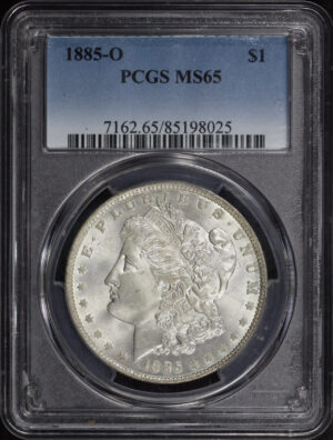 Obverse of this 1885-O Morgan Dollar PCGS MS-65