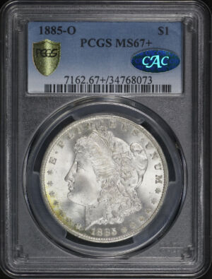 Obverse of this 1885-O Morgan Dollar PCGS MS-67+ CAC