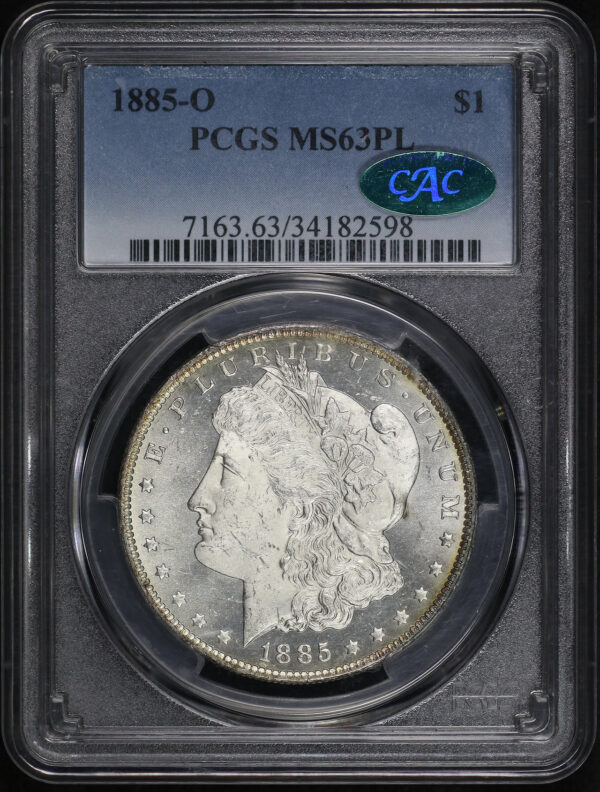 Obverse of this 1885-O Morgan Dollar PCGS MS-63 PL