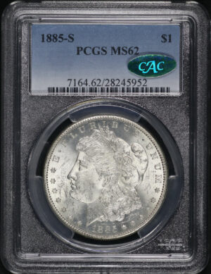 Obverse of this 1885-S Morgan Dollar PCGS MS-62 CAC