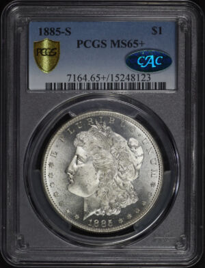 Obverse of this 1885-S Morgan Dollar PCGS MS-65+ CAC