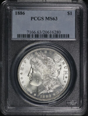 Obverse of this 1886 Morgan Dollar PCGS MS-63