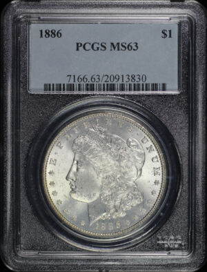 Obverse of this 1886 Morgan Dollar PCGS MS-63