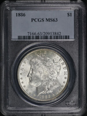 Obverse of this 1886 Morgan Dollar PCGS MS-63