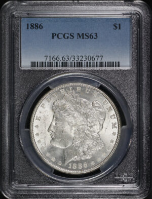 Obverse of this 1886 Morgan Dollar PCGS MS-63