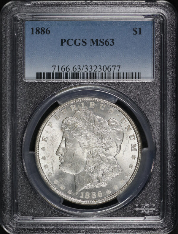 Obverse of this 1886 Morgan Dollar PCGS MS-63