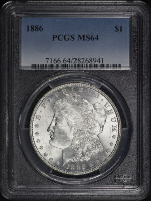Obverse of this 1886 Morgan Dollar PCGS MS-64