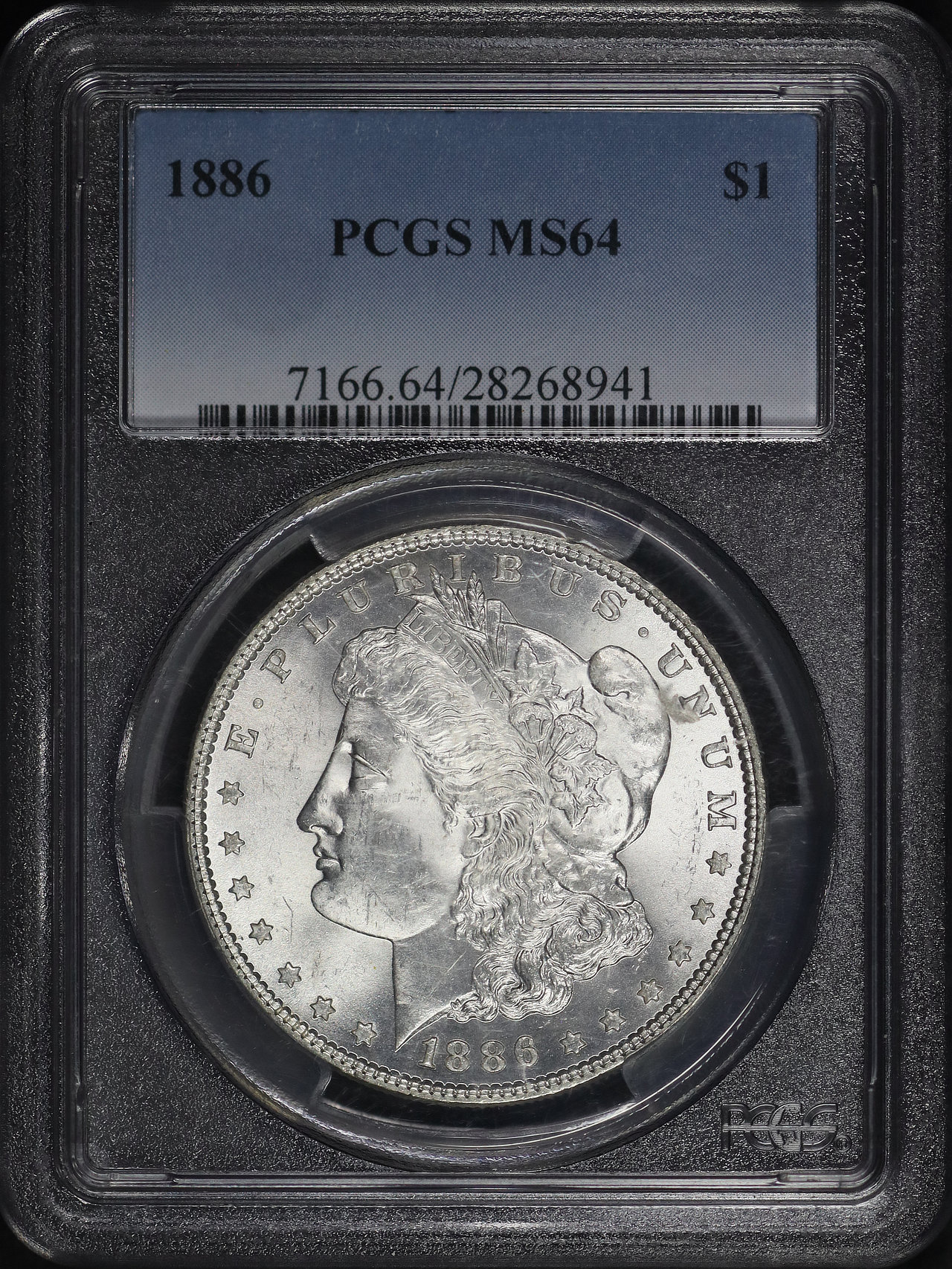 Obverse of this 1886 Morgan Dollar PCGS MS-64