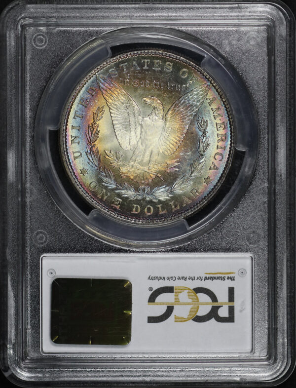 Reverse of this 1886 Morgan Dollar PCGS MS-64 Rainbow Bullseye/Target Toning