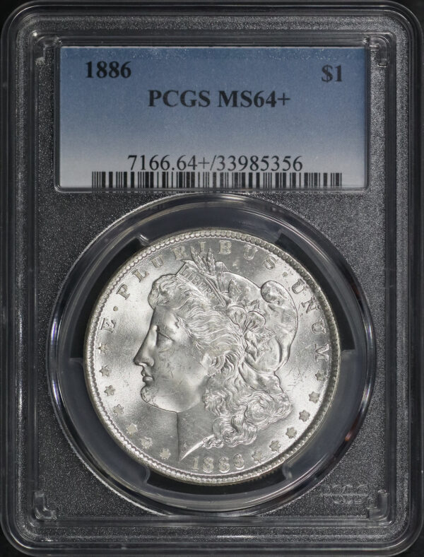 Obverse of this 1886 Morgan Dollar PCGS MS-64+