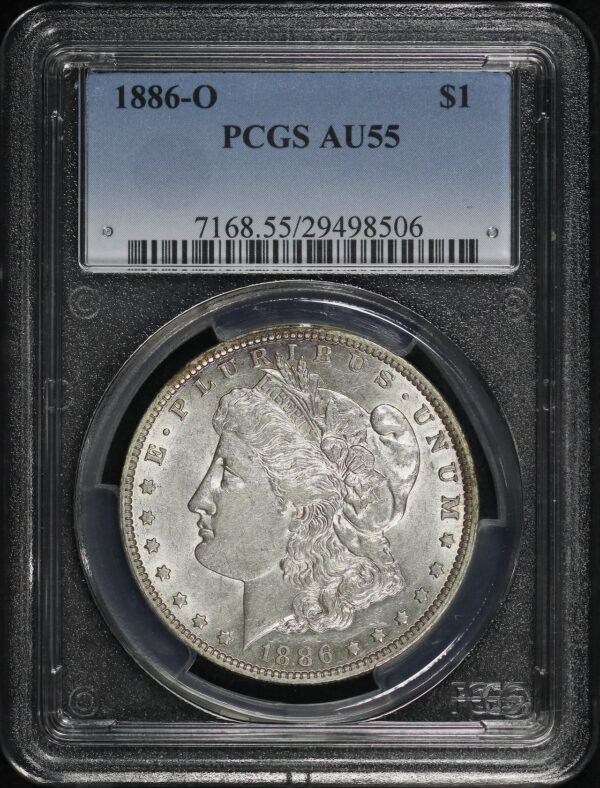 Obverse of this 1886-O Morgan Dollar PCGS AU-55