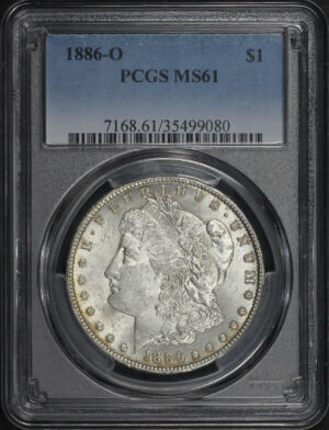 Obverse of this 1886-O Morgan Dollar PCGS MS-61