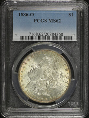 Obverse of this 1886-O Morgan Dollar PCGS MS-62