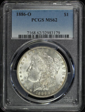 Obverse of this 1886-O Morgan Dollar PCGS MS-62