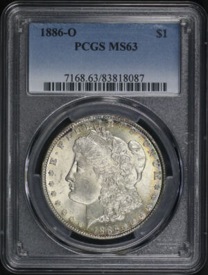 Obverse of this 1886-O Morgan Dollar PCGS MS-63
