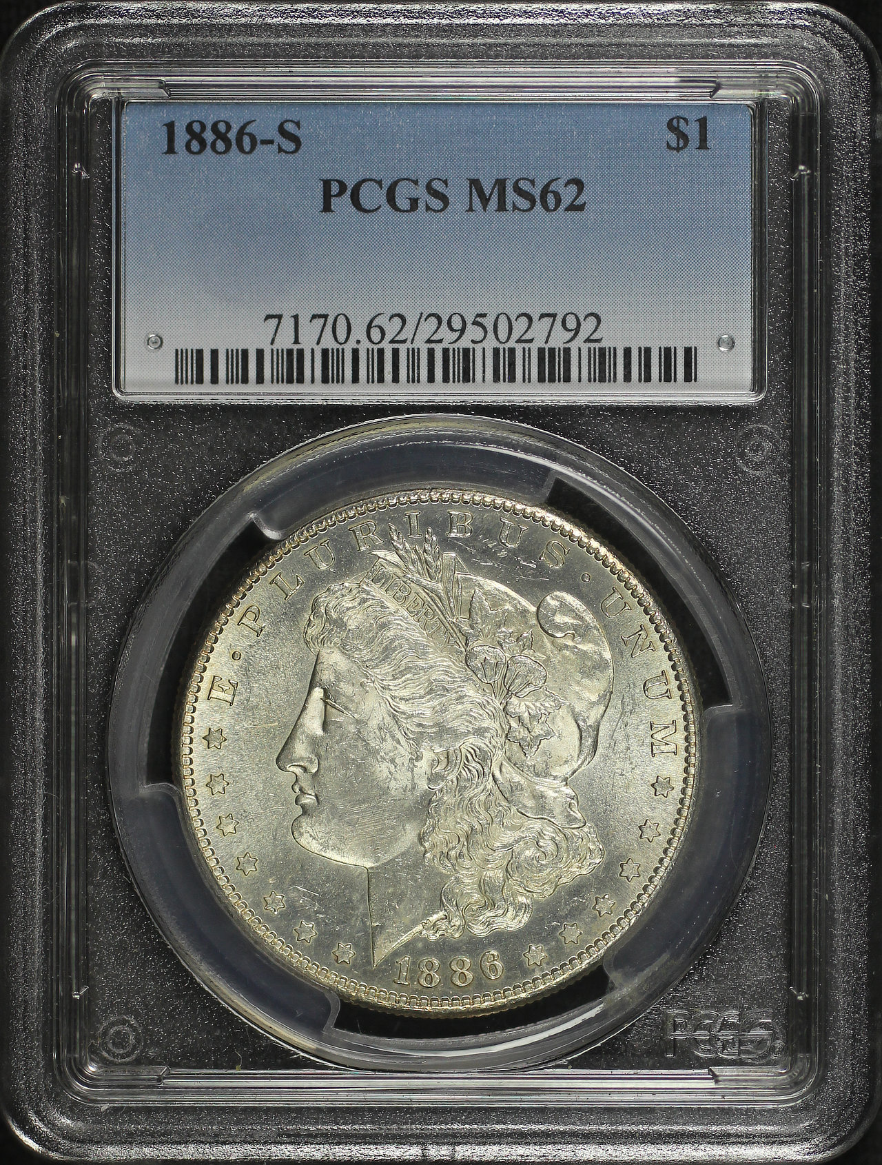 Obverse of this 1886-S Morgan Dollar PCGS MS-62