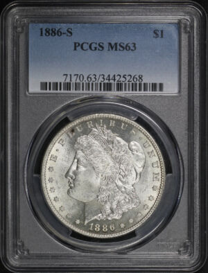 Obverse of this 1886-S Morgan Dollar PCGS MS-63