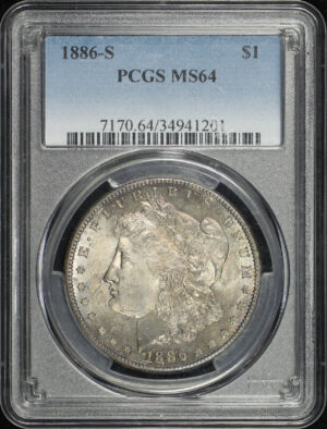 Obverse of this 1886-S Morgan Dollar PCGS MS-64