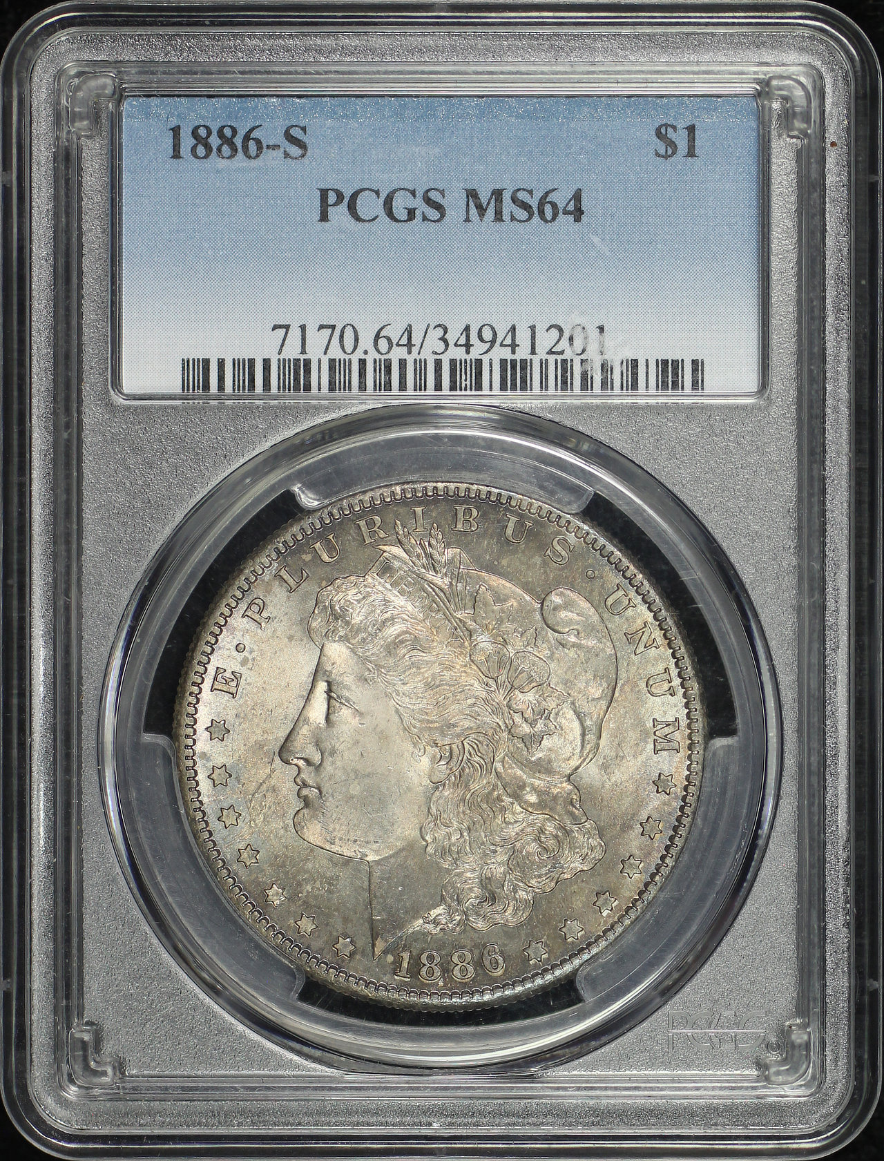 Obverse of this 1886-S Morgan Dollar PCGS MS-64