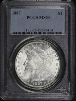 Obverse of this 1887 Morgan Dollar PCGS MS-63