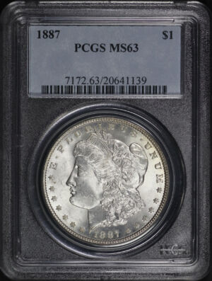 Obverse of this 1887 Morgan Dollar PCGS MS-63