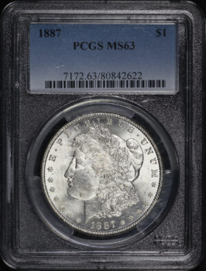 Obverse of this 1887 Morgan Dollar PCGS MS-63