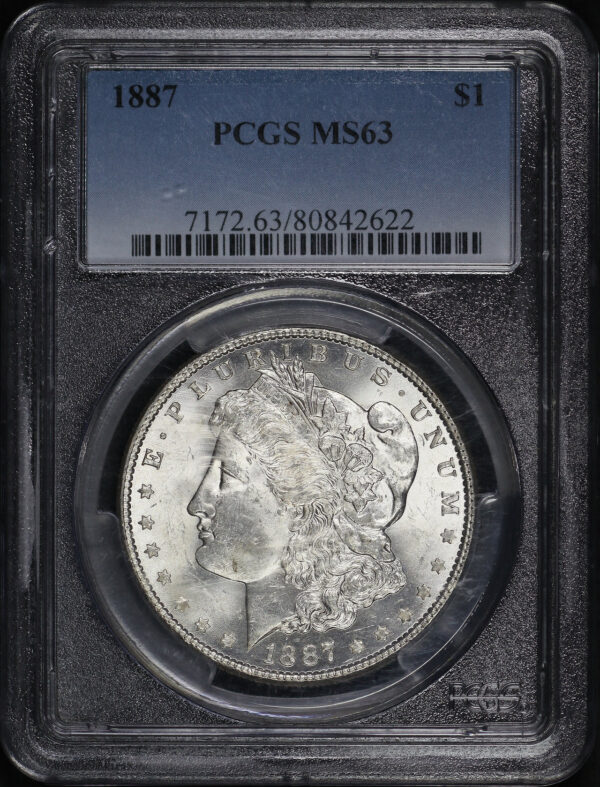 Obverse of this 1887 Morgan Dollar PCGS MS-63