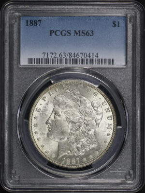 Obverse of this 1887 Morgan Dollar PCGS MS-63