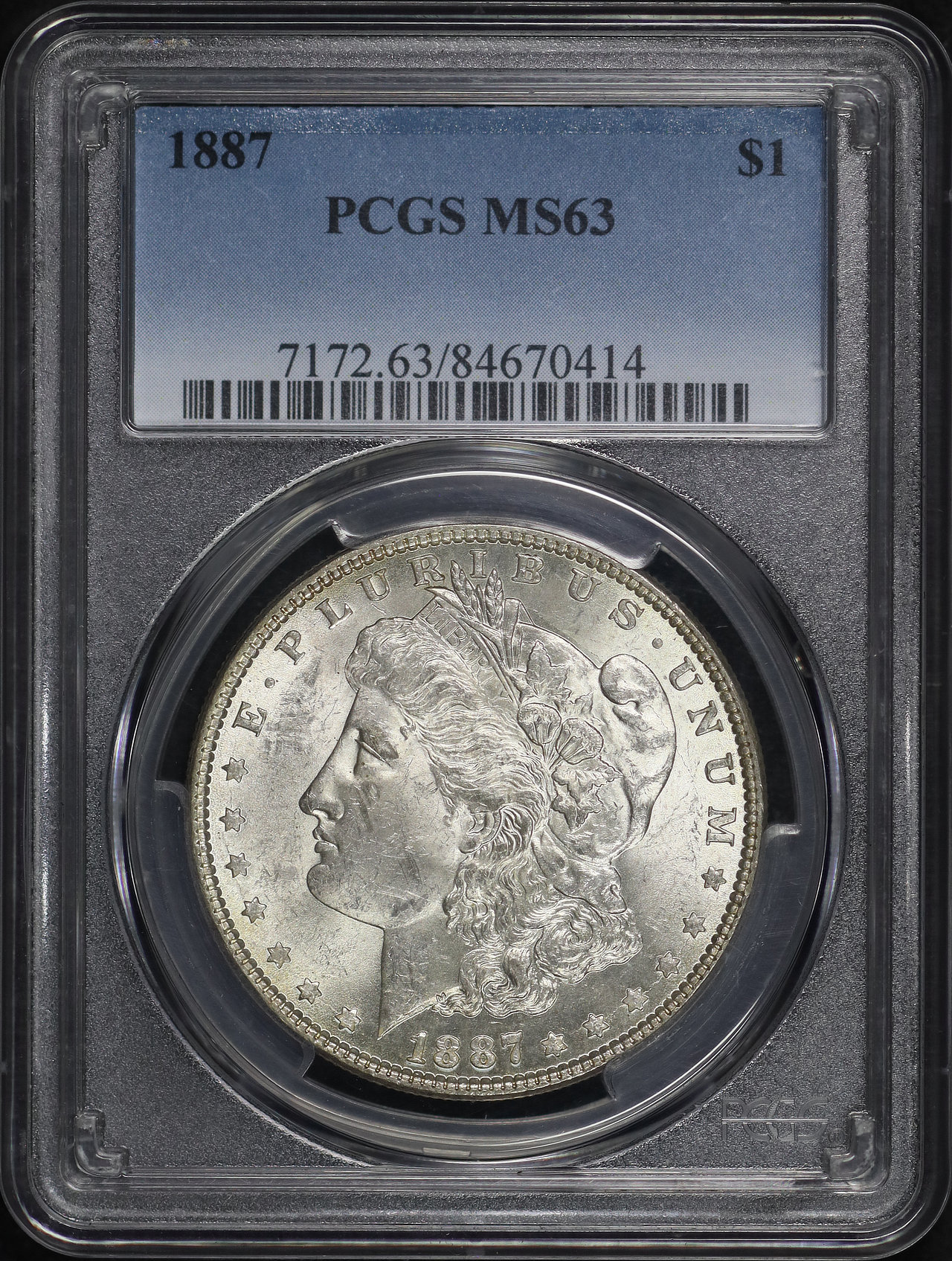 Obverse of this 1887 Morgan Dollar PCGS MS-63