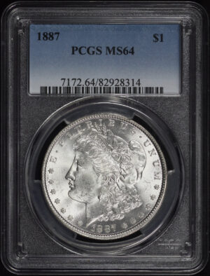 Obverse of this 1887 Morgan Dollar PCGS MS-64