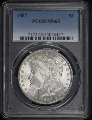 Obverse of this 1887 Morgan Dollar PCGS MS-65