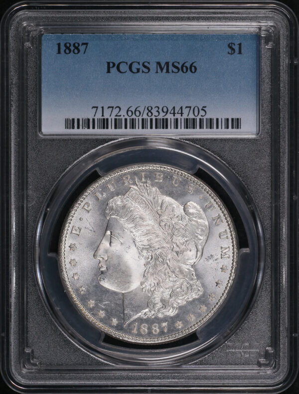 Obverse of this 1887 Morgan Dollar PCGS MS-66