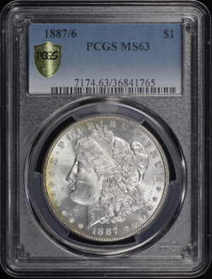 Obverse of this 1887/6 Morgan Dollar PCGS MS-63