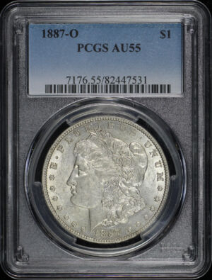 Obverse of this 1887-O Morgan Dollar PCGS AU-55