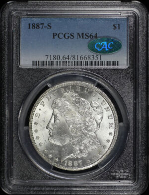 Obverse of this 1887-S Morgan Dollar PCGS MS-64 CAC