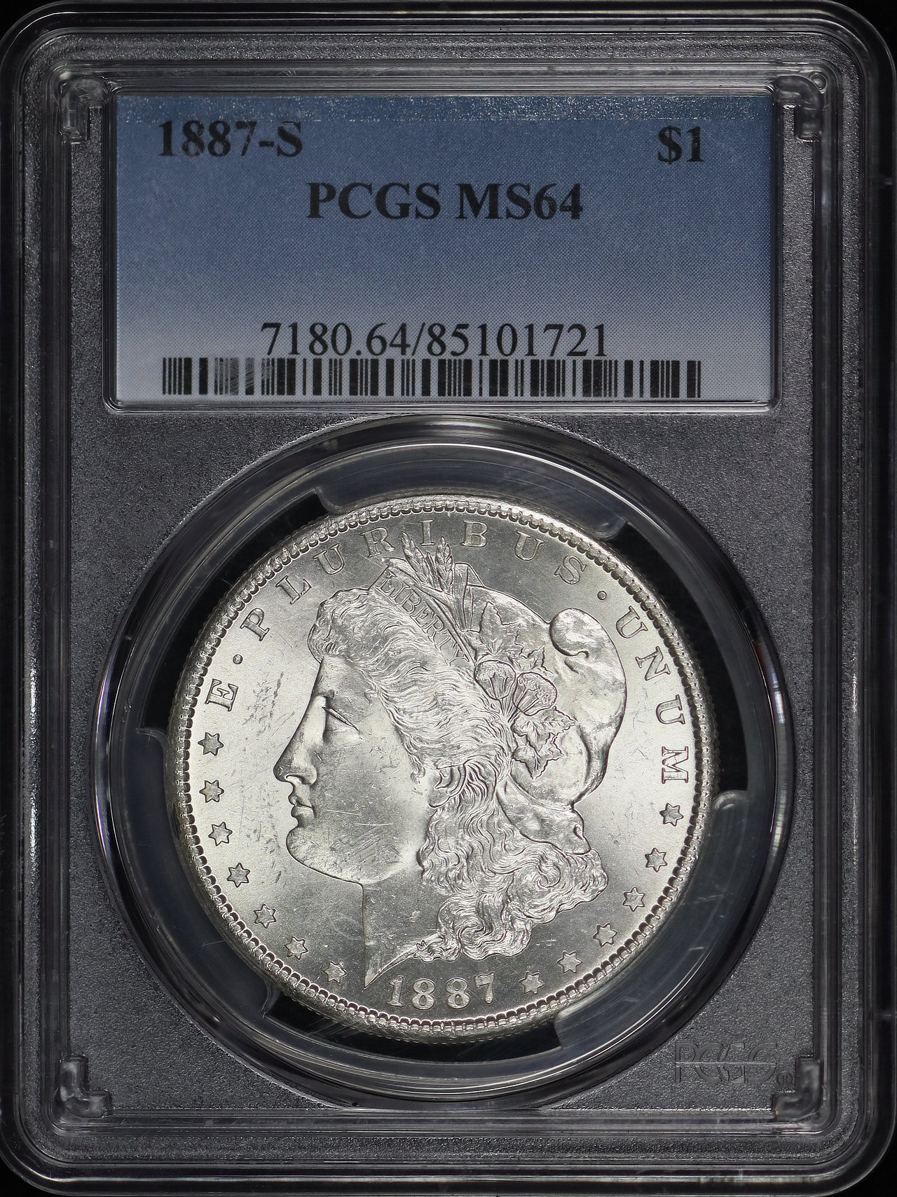 Obverse of this 1887-S Morgan Dollar PCGS MS-64