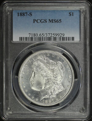 Obverse of this 1887-S Morgan Dollar PCGS MS-65
