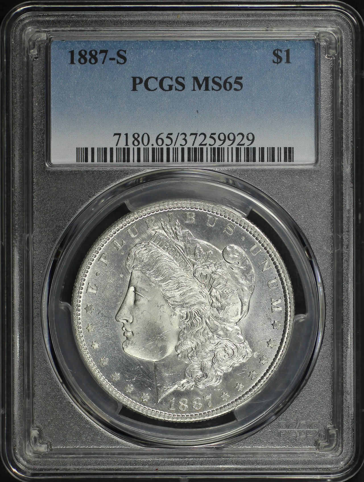 Obverse of this 1887-S Morgan Dollar PCGS MS-65