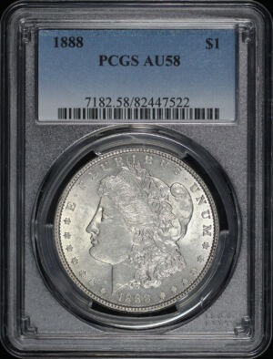 Obverse of this 1888 Morgan Dollar PCGS AU-58