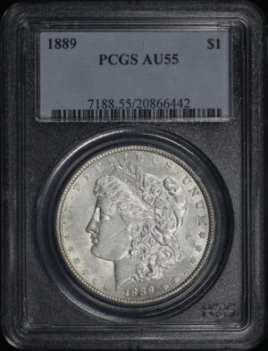 Obverse of this 1889 Morgan Dollar PCGS AU-55