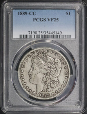 Obverse of this 1889-CC Morgan Dollar PCGS VF-25