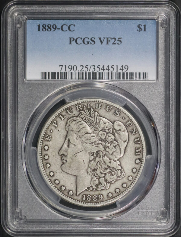 Obverse of this 1889-CC Morgan Dollar PCGS VF-25
