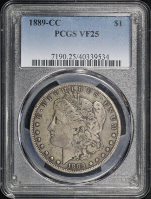 Obverse of this 1889-CC Morgan Dollar PCGS VF-25
