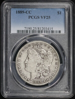 Obverse of this 1889-CC Morgan Dollar PCGS VF-25
