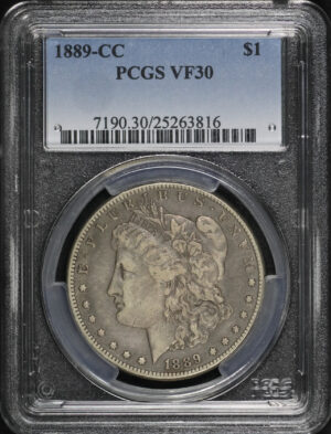 Obverse of this 1889-CC Morgan Dollar PCGS VF-30