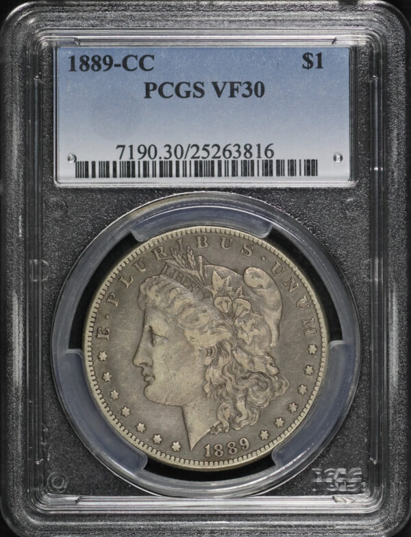 Obverse of this 1889-CC Morgan Dollar PCGS VF-30