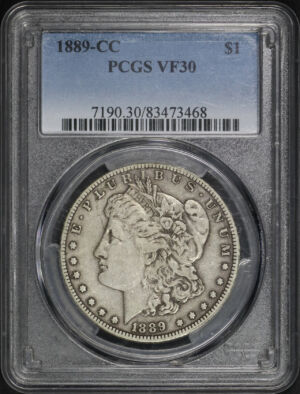 Obverse of this 1889-CC Morgan Dollar PCGS VF-30