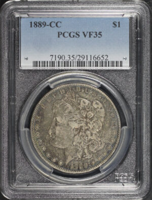 Obverse of this 1889-CC Morgan Dollar PCGS VF-35