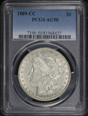 Obverse of this 1889-CC Morgan Dollar PCGS AU-50
