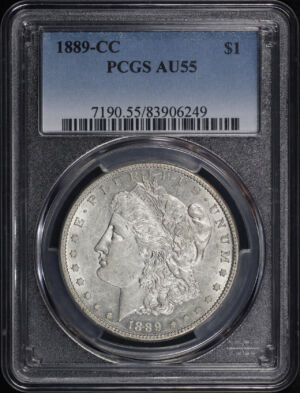 Obverse of this 1889-CC Morgan Dollar PCGS AU-55